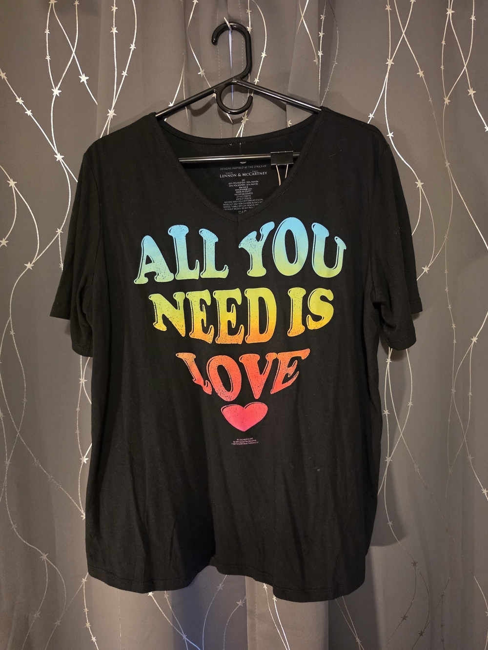 Lennon & McCartney Black Short Sleeve 'All You Need Is Love' Graphic Tee